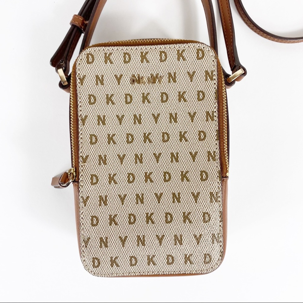 DKNY Mini Top Handle Crossbody in Signature Canvas Tan - Picture 11 of 12
